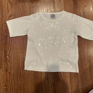 NWOT Happy Sheep White Sequon Tee Small $295